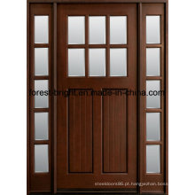 Portas de madeira contínuas manchadas exterior do artesão de Mohagany Prehung com lado Lite